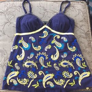 Navy blue top with pretty embroidery